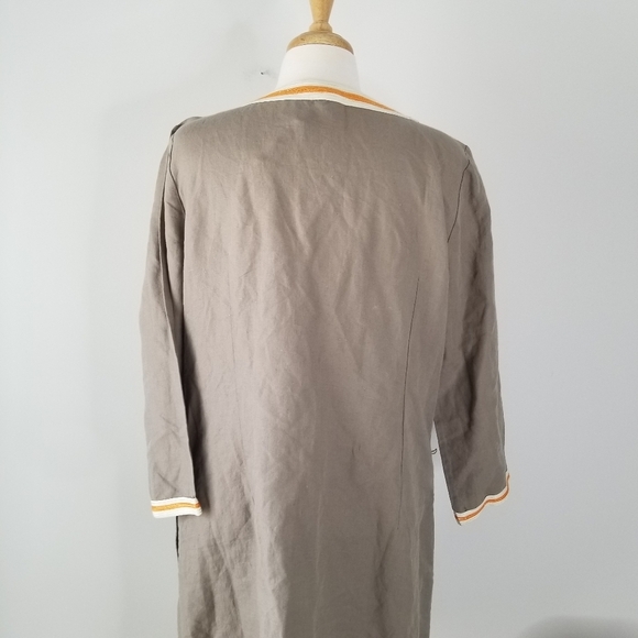 NWT Lucky Brand Taupe Linen Blend Tunic Dress 3/4 Sleeves Pockets Size L - Picture 9 of 15
